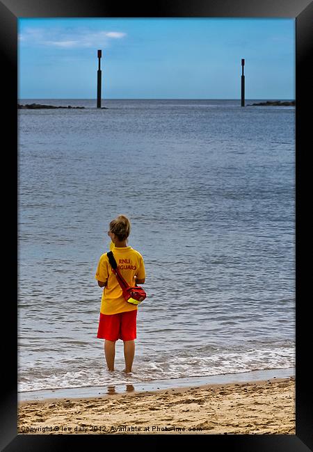 life guard on the look out Framed Print by Lee Daly