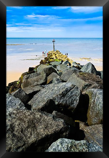 Coastal defence barrier. Framed Print by Lee Daly