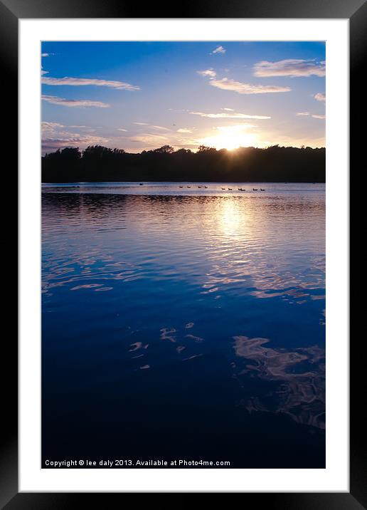sunset over whitlingham lake. Framed Mounted Print by Lee Daly