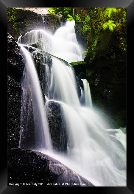 Lumsdale Waterfall. Framed Print by Lee Daly