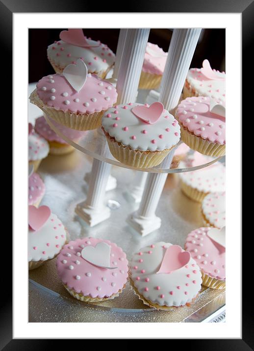 Pink and White Cup Cakes Framed Mounted Print by Karen McGrath