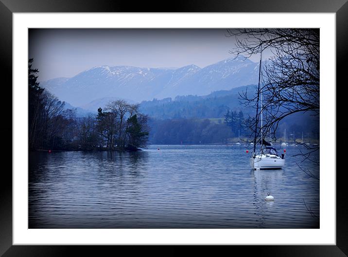 The lake Framed Mounted Print by sue davies