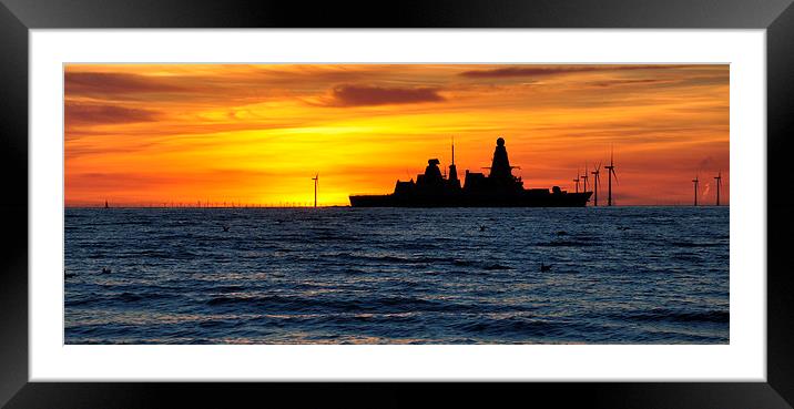  H M S dragon sailing through the sunset Framed Mounted Print by sue davies