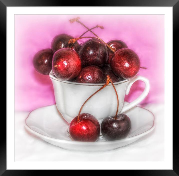  a cup of cherries Framed Mounted Print by sue davies