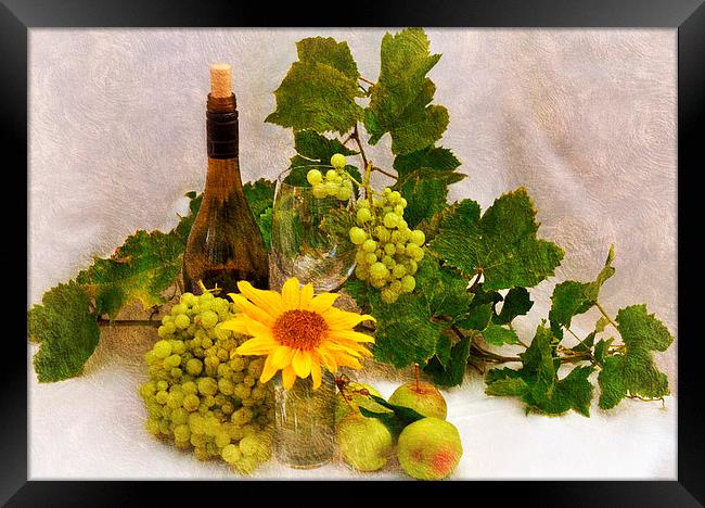  grapes wine and apples Framed Print by sue davies
