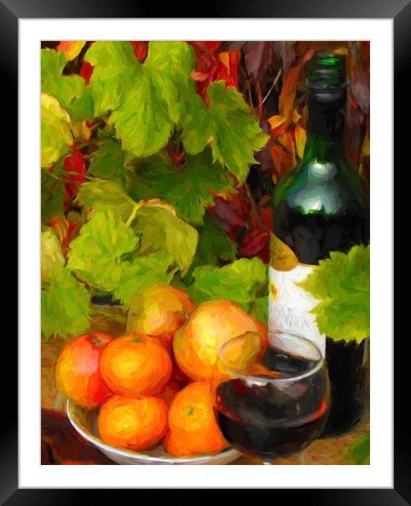 vino and fruit Framed Mounted Print by sue davies