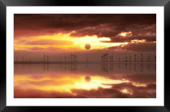 windfarm at sunset Framed Mounted Print by sue davies