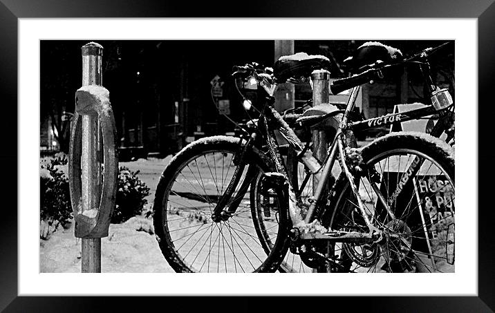 Snowy Bikers Framed Mounted Print by Johnson's Productions