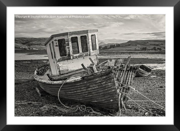 Two Wrecks on Loch Harport Framed Mounted Print by Stephen Maher
