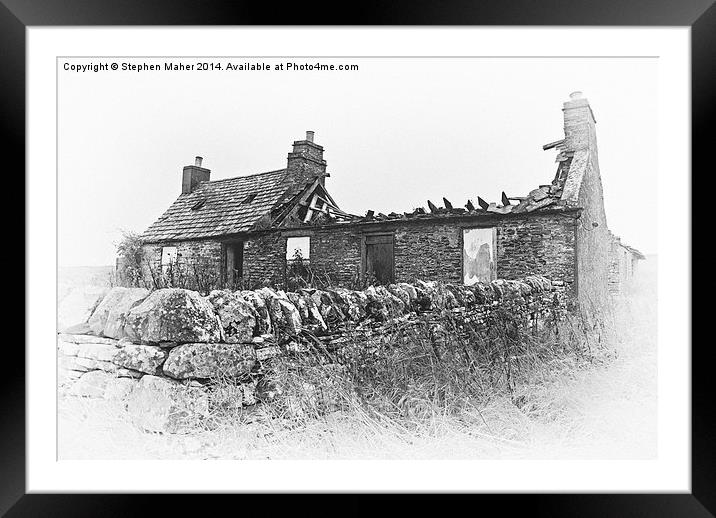 Ruined Farmhouse Sketch Framed Mounted Print by Stephen Maher