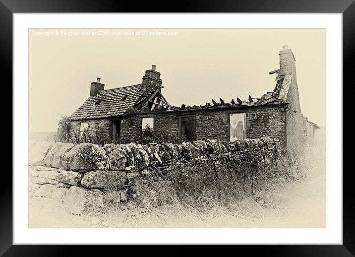 Ruined Farmhouse Sketch Warm Framed Mounted Print by Stephen Maher