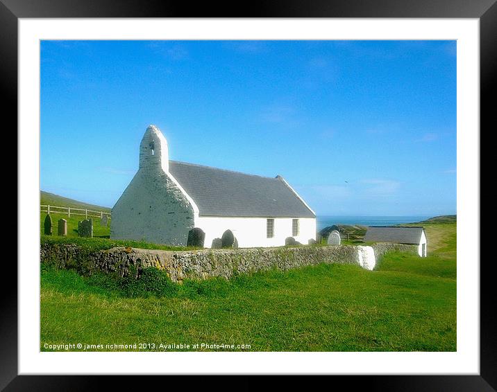 Mwnt Church - Ceredigion Framed Mounted Print by james richmond