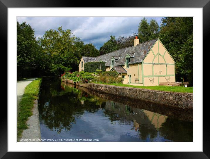 Charming Canal-side Penddol Cottage Framed Mounted Print by Graham Parry
