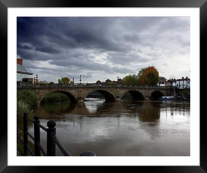 Dramatic Autumnal Skies over Shrewsbury's Welsh Br Framed Mounted Print by Graham Parry