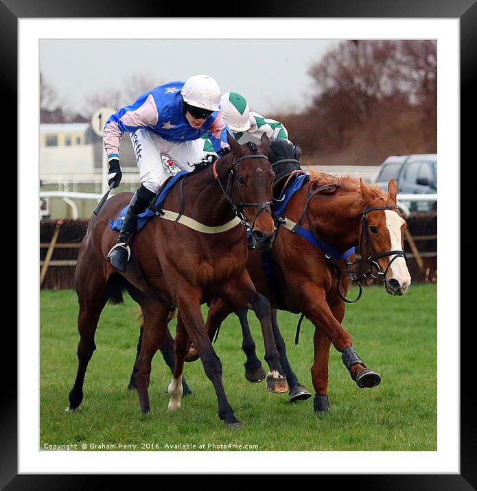 Thrilling Steeplechase Event, Stratford Framed Mounted Print by Graham Parry