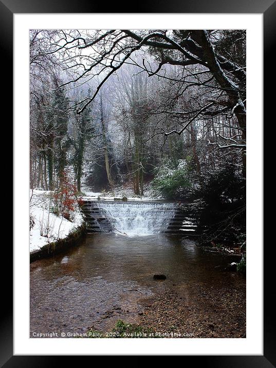 Winterscape: Clywedog Waterfall's Frosty Grandeur Framed Mounted Print by Graham Parry