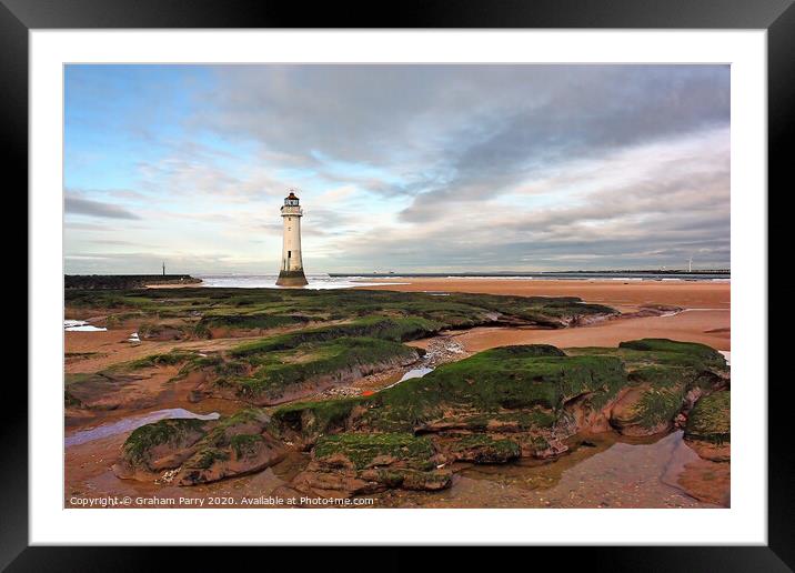 Winter's Beacon: New Brighton Lighthouse Framed Mounted Print by Graham Parry