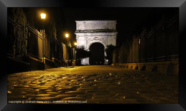 Illuminated Titan: Rome's Arch of Titus Framed Print by Graham Parry