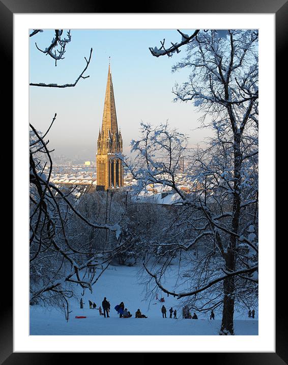 Sledging Heaven Framed Mounted Print by Jill Bain