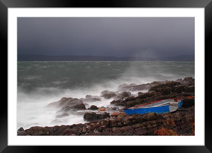 Boat in a storm Framed Mounted Print by Jill Bain