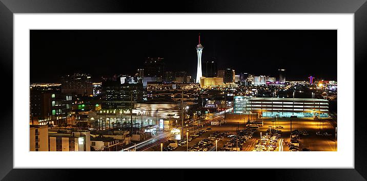 Downtown Las Vegas Framed Mounted Print by Paul Mirfin