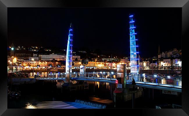 Torquay harbour At Night 1 Framed Print by Paul Mirfin