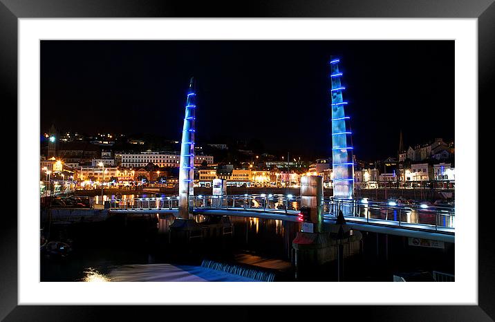 Torquay harbour At Night 1 Framed Mounted Print by Paul Mirfin