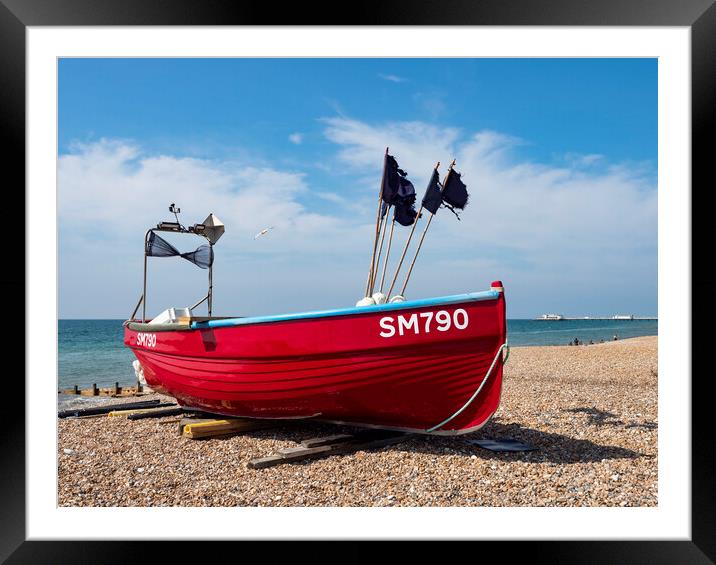 Red Boat Worthing Framed Mounted Print by Clive Eariss