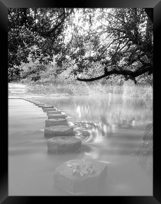 STEPPING STONE MIST Framed Print by Clive Eariss