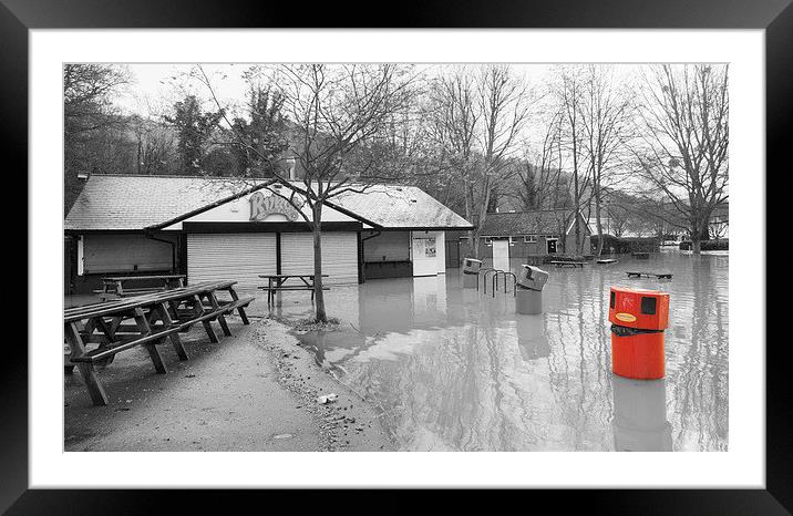 FLOODED RYKAS CAFE Framed Mounted Print by Clive Eariss