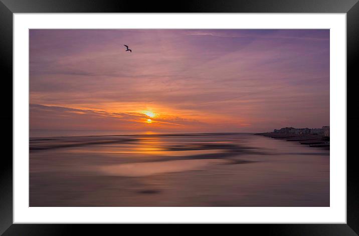 Worthing Beach Sunset Framed Mounted Print by Clive Eariss