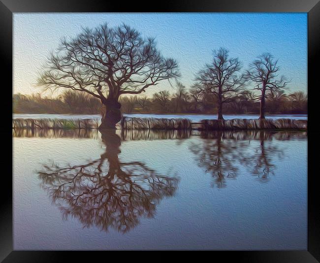  Winter Flood Cobham Framed Print by Clive Eariss