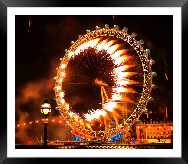 London Eye Fireworks Framed Mounted Print by Clive Eariss