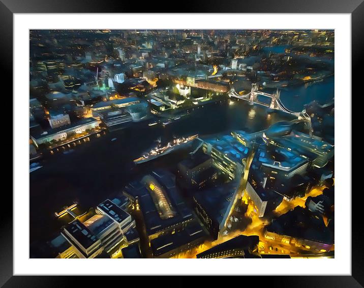 London Night View Framed Mounted Print by Clive Eariss