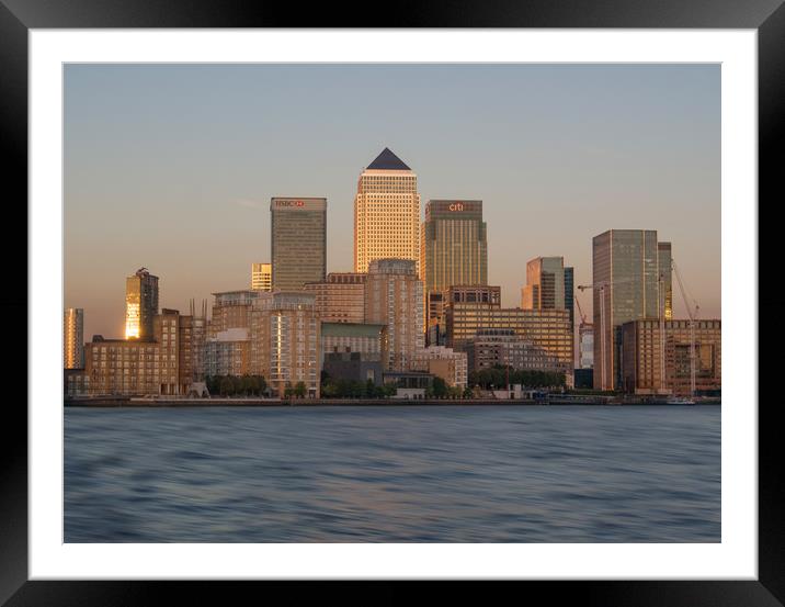 Canary Wharf Sunset Framed Mounted Print by Clive Eariss