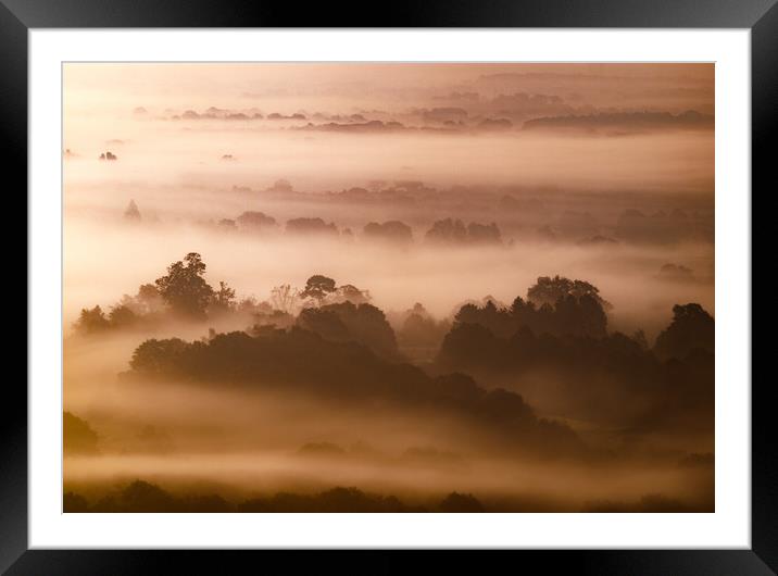 Mist  Over Brockham Framed Mounted Print by Clive Eariss