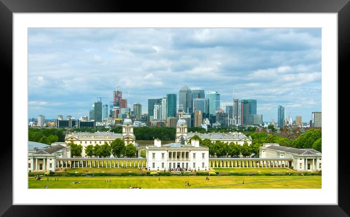 Greenwich University And Canary Wharf Framed Mounted Print by Clive Eariss