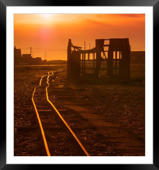 Railway Sunset Dungeness Framed Mounted Print by Clive Eariss