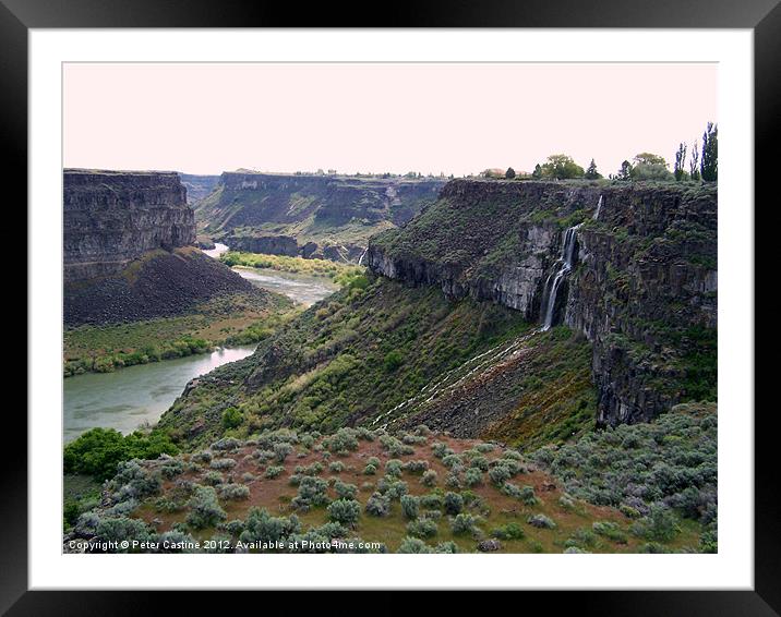 Snake River Twin Falls Idaho Framed Mounted Print by Peter Castine