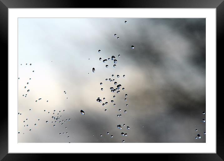 waterdrops in the air Framed Mounted Print by Brigitte Maenhout