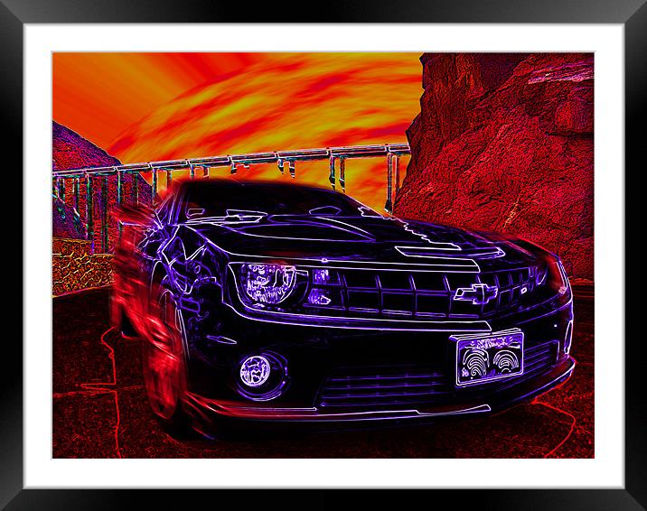 Neon Chevrolet Camaro SS Framed Mounted Print by Brigitte Maenhout