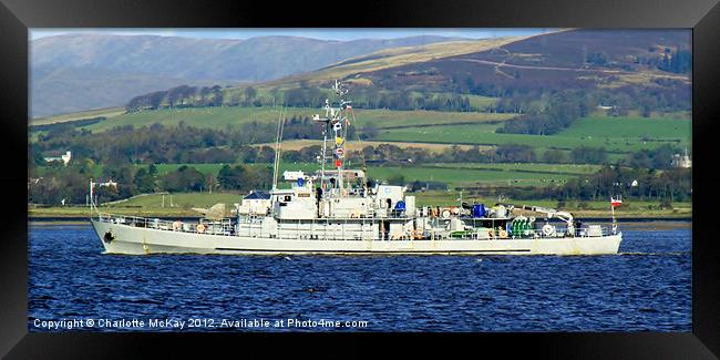 Navy Ship Framed Print by Charlotte McKay