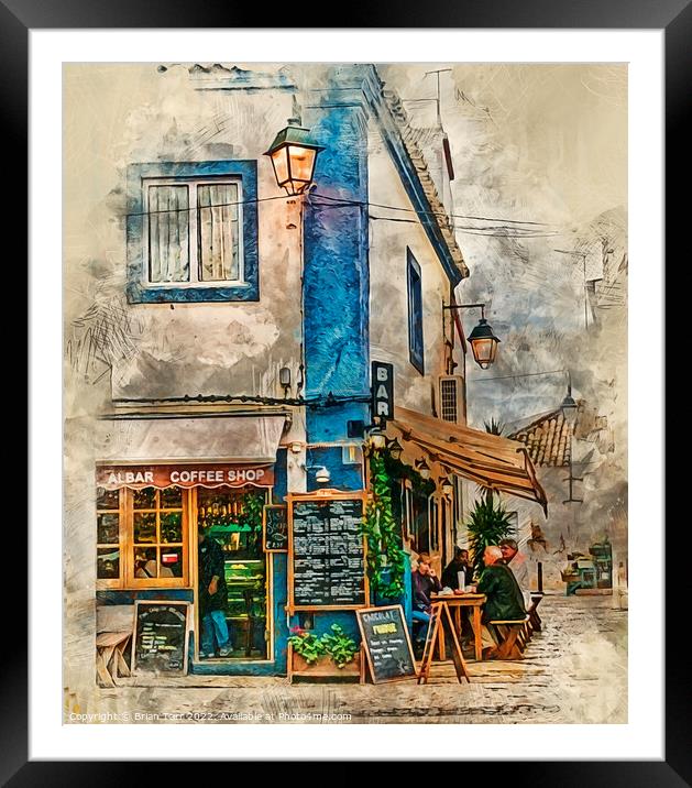 The Albar Coffee shop in Alvor, Portugal,  Framed Mounted Print by Brian Tarr