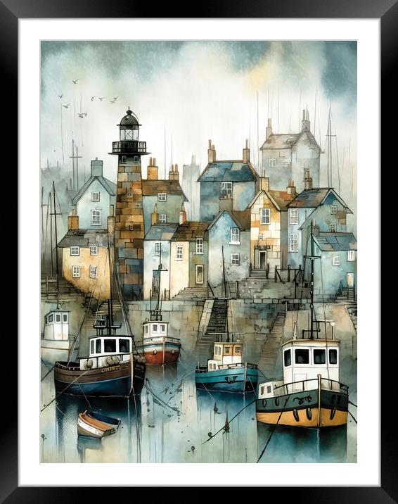 Fishing village harbour Framed Mounted Print by Brian Tarr