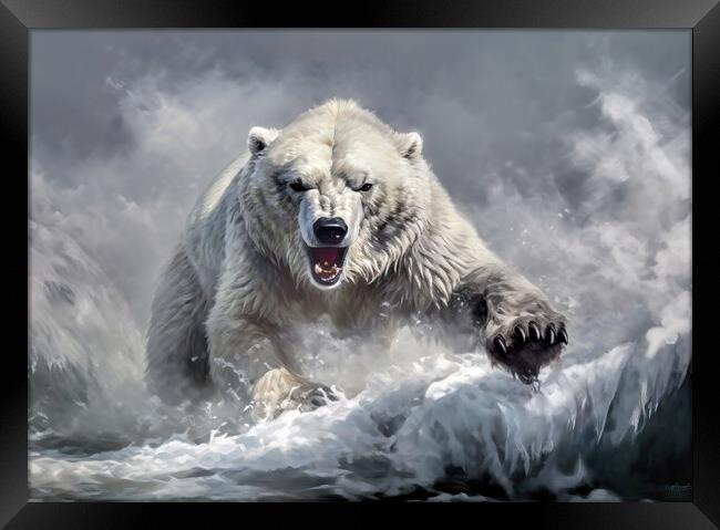 Angry Polar Bear Framed Print by Brian Tarr