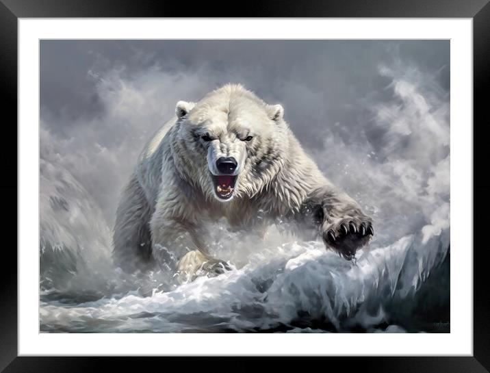 Angry Polar Bear Framed Mounted Print by Brian Tarr