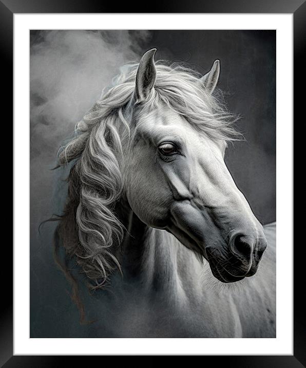The White Stallion Framed Mounted Print by Brian Tarr