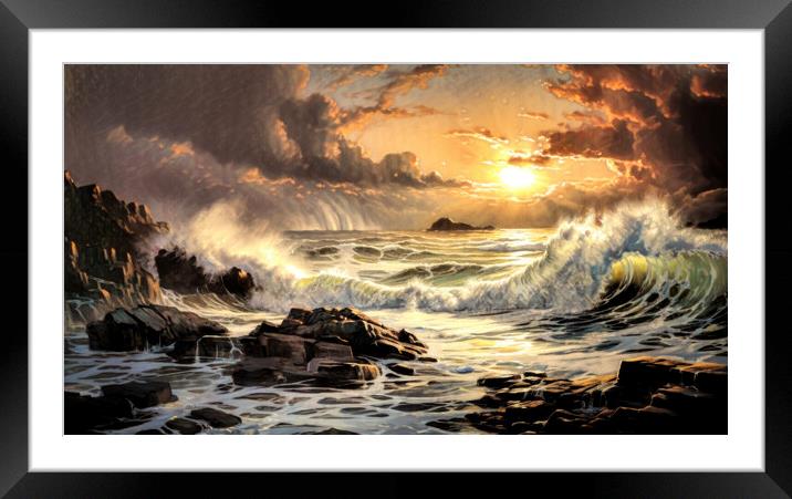 Ocean Sunset Framed Mounted Print by Brian Tarr