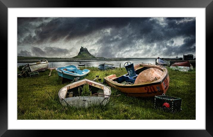 Boats at Lindisfarne Framed Mounted Print by Brian Tarr