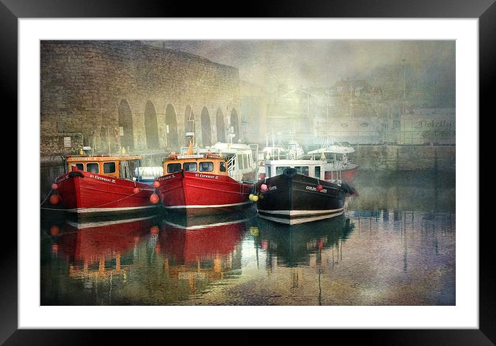 Seahouses Harbour in mist Framed Mounted Print by Brian Tarr